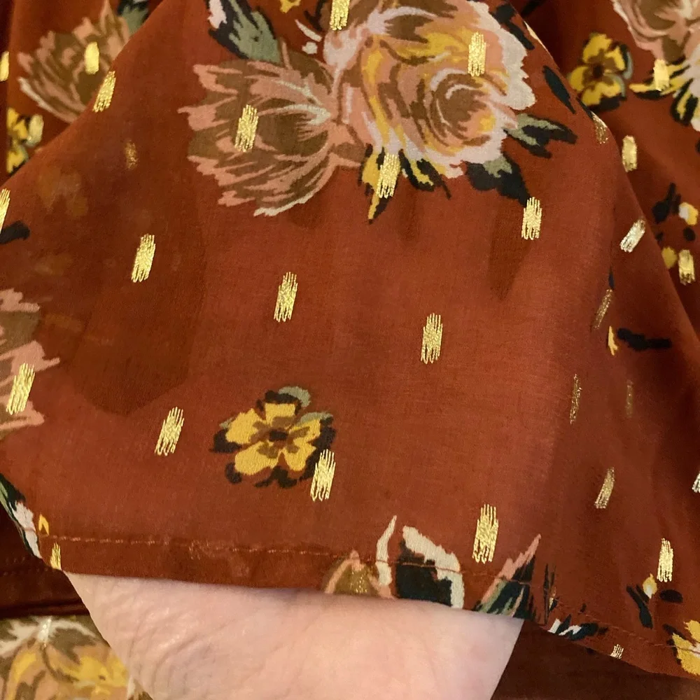 Luxology Rust Floral Baby Doll Dress S_10